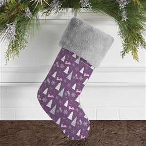 Winter Sparkle Barbie Personalized Christmas Stockings - Grey Faux Fur - 46011-GF