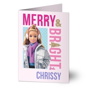 Merry & Bright Barbie™ Personalized Christmas Greeting Card - 46012