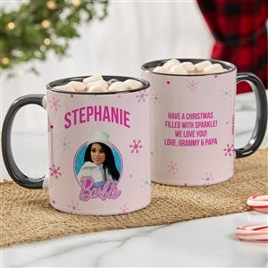 Merry & Bright Barbie Personalized Coffee Mug - Black - 46016-B