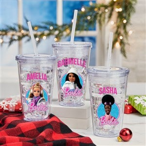 Merry & Bright Barbie™ Personalized 17 oz. Insulated Acrylic Tumbler - 46017