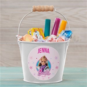 Merry & Bright Barbie™ Personalized Mini Treat Bucket-White - 46018-W
