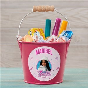 Merry & Bright Barbie™ Personalized Mini Treat Bucket-Pink - 46018-P