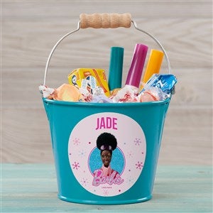 Merry & Bright Barbie™ Personalized Christmas Mini Treat Bucket-Turquoise - 46018-T