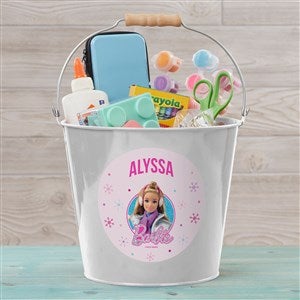 Merry & Bright Barbie™ Personalized Christmas Large Treat Bucket-White - 46018-WL
