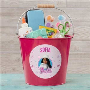 Merry & Bright Barbie™ Personalized Christmas Large Treat Bucket-Pink - 46018-PL