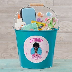 Merry & Bright Barbie™ Personalized Christmas Large Treat Bucket-Turquoise - 46018-TL