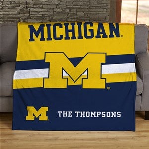 NCAA Stripe Michigan Wolverines Personalized 50x60 Plush Fleece Blanket - 46019-F