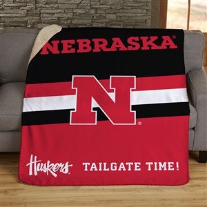 NCAA Stripe Nebraska Cornhuskers Personalized 50x60 Sherpa Blanket - 46020-S