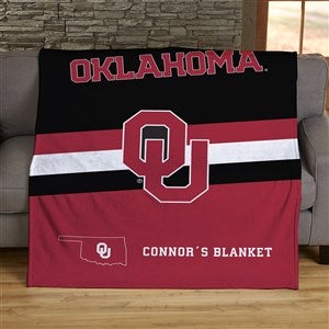 NCAA Stripe Oklahoma Sooners Personalized 50x60 Plush Fleece Blanket - 46021-F