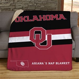 NCAA Stripe Oklahoma Sooners Personalized 50x60 Sherpa Blanket - 46021-S