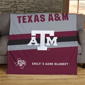 NCAA Stripe Texas A&M Aggies Personalized 60x80 Plush Fleece Blanket - 46023-FL