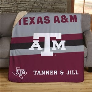 NCAA Stripe Texas A&M Aggies Personalized 50x60 Sherpa Blanket - 46023-S