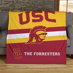 NCAA Stripe USC Trojans Personalized 60x80 Plush Fleece Blanket - 46027-FL