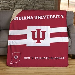 NCAA Stripe Indianna Hoosiers Personalized 50x60 Sherpa Blanket - 46028-S