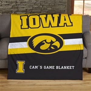 NCAA Stripe Iowa Hawkeyes Personalized 50x60 Plush Fleece Blanket - 46029-F