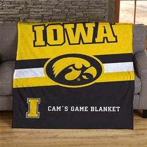 NCAA Stripe Iowa Hawkeyes Personalized 50x60 Plush Fleece Blanket - 46029-F