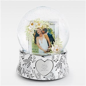 Engraved Floral Wedding Photo Snow Globe - 46042