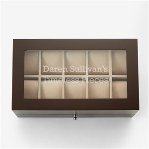 Engraved Espresso Wooden 20 Slot Watch Box with Drawer - 46059