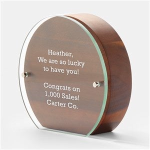Engraved Round Wood & Glass Recognition Award - 46067