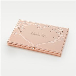Engraved Rose Gold Heart & Vines Card Case - 46071