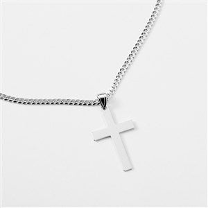 Engraved Sterling Silver Cross Necklace - 46091