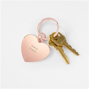 Engraved Rose Gold Heart Keychain - 46109