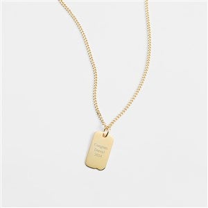 Engraved Gold Dog Tag Necklace - Vertical - 46118-V