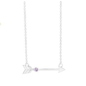 Custom Birthstone Arrow Silver Necklace - 1 Birthstone - 46143D-1SS