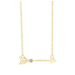 Custom Birthstone Arrow Gold Necklace - 1 Birthstone - 46143D-1GD