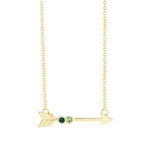 Custom Birthstone Arrow Gold Necklace - 2 Birthstones - 46143D-2GD