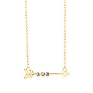 Custom Birthstone Arrow Gold Necklace - 3 Birthstones - 46143D-3GD