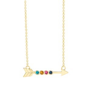 Custom Birthstone Arrow Gold Necklace - 4 Birthstones - 46143D-4GD