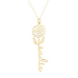 September Peony Birth Flower Name Necklace - Gold - 46160D-G