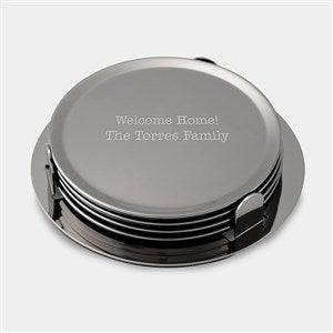 Engraved Entertaining Gunmetal Coaster Set with Holder - 46170