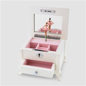 Engraved Footed White Ballerina Jewelry Box - 46181