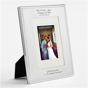 Engraved Silver Beaded Wedding 5x7 Picture Frame- Vertical/Portrait - 46193-V
