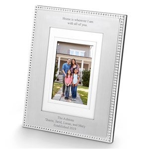 Engraved Silver Beaded Family 5x7 Picture Frame- Vertical/Portrait - 46194-V