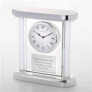 Engraved Silver and Glass Column Clock - 46200