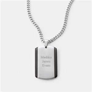 Engraved Stainless Steel and Black Dog Tag for Him-Vertical Text - 46204-V