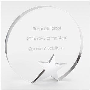 Engraved Recogniton Round Star Glass Award - 46211
