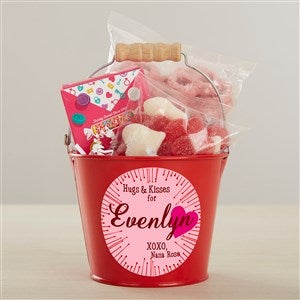 Hugs & Kisses Personalized Treat Bucket with Candy Gift Set  - 46216-R