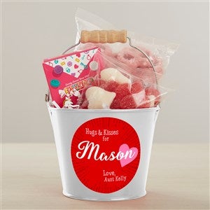 Hugs & Kisses Personalized Treat Bucket with Candy Gift Set  - 46216-W