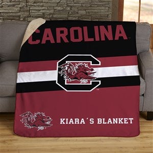 NCAA Stripe South Carolina Gamecocks Personalized 60x80 Sherpa Blanket - 46224-SL