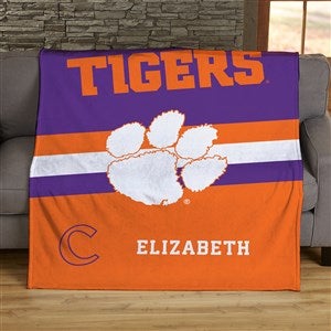 NCAA Stripe Clemson Tigers Personalized 50x60 Plush Fleece Blanket - 46226-F