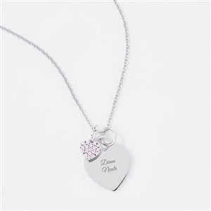 Engraved Childrens Sterling Silver Pink Heart Necklace - 46228