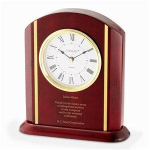Engraved High Gloss Finish Wooden Desk Clock - 46230