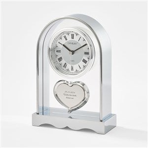 Engraved Silver Arch and Heart Clock - 46232