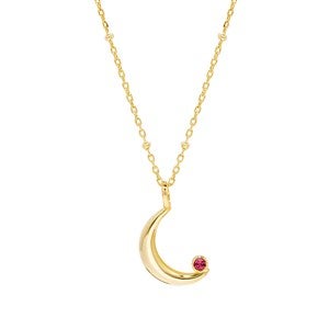 Custom Birthstone Gold Crescent Moon Pendant - 1 Birthstone - 46233D-1GD