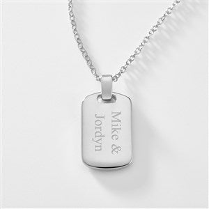Engraved Sterling Silver Dog Tag Necklace - Horizontal - 46257-H