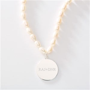 Engraved Pearl & Sterling Silver Pendant Necklace - 46260
